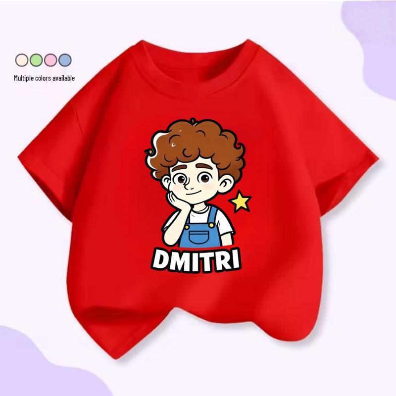 Unisex Kids Cartoon Print Cotton T-Shirt, Short Sleeve, Summer Trendy Top