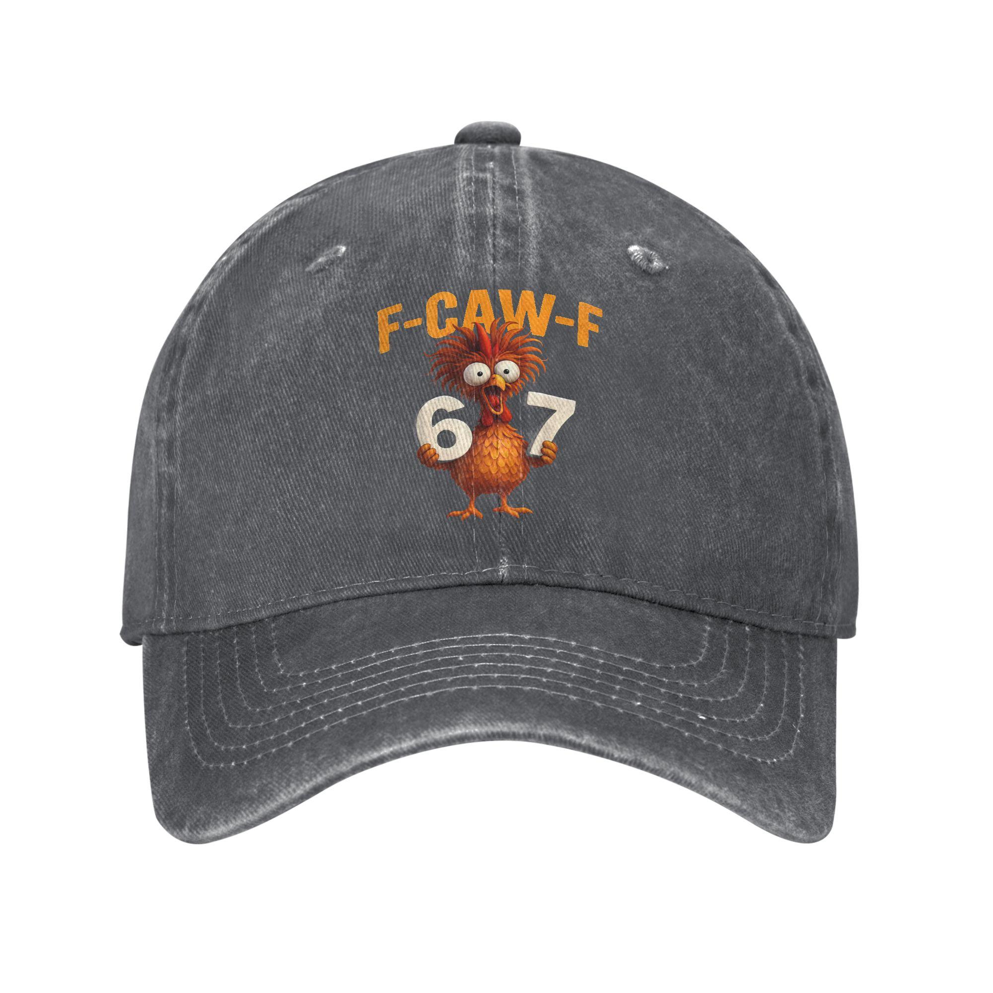 F-Caw-F 6 7 Funny Chicken Six Seven Meme Print Caps for Men Women Cotton  Trucker Hat Lerisure Headwear Baseball Cap Adjustable Adjustable