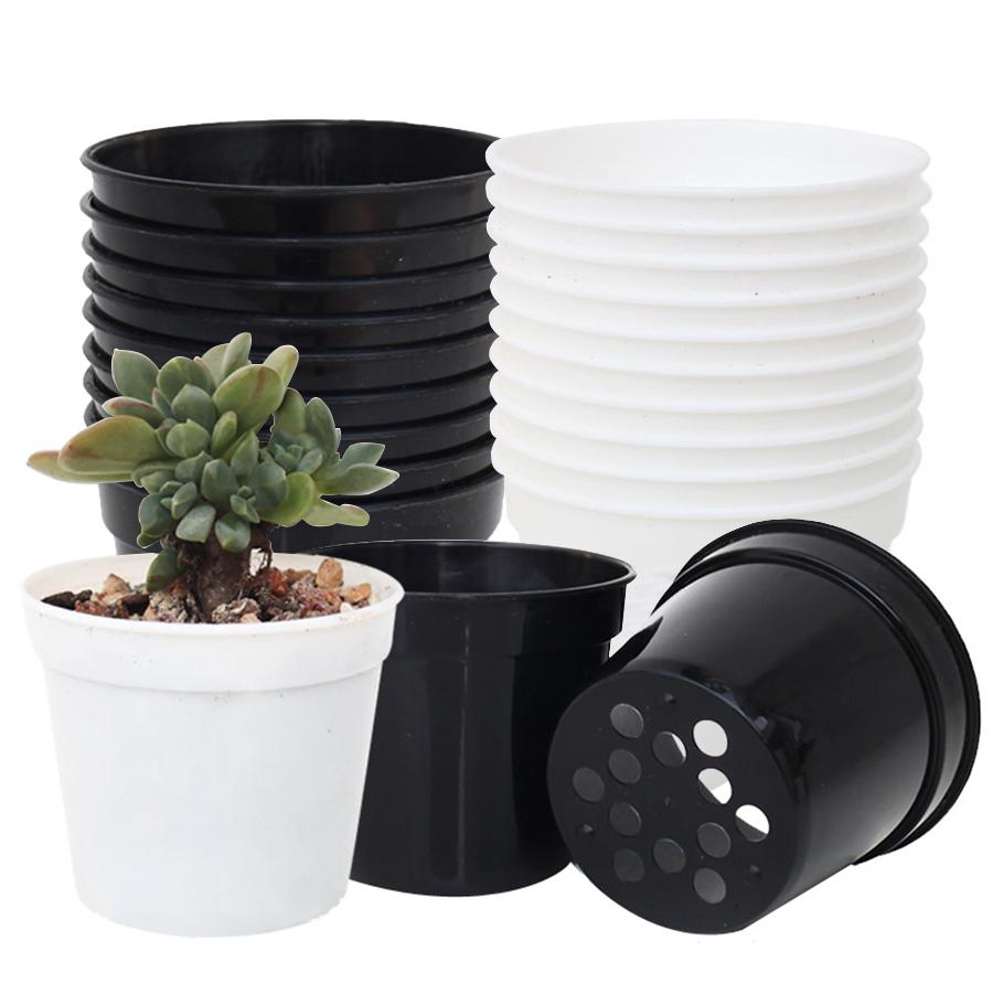 10pcs 7x7cm Mini Circular Succulent Plant Seedling Pot Indoor Tabletop Mini Flower Pot Round Plant Cultivation Plastic Pot