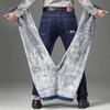 Herren Herbst Winter Dicke Plus Samt Fleece Hose Winddicht Lose Warme Kleidung Vintage Jeans Für Männer Business Denim Hosen