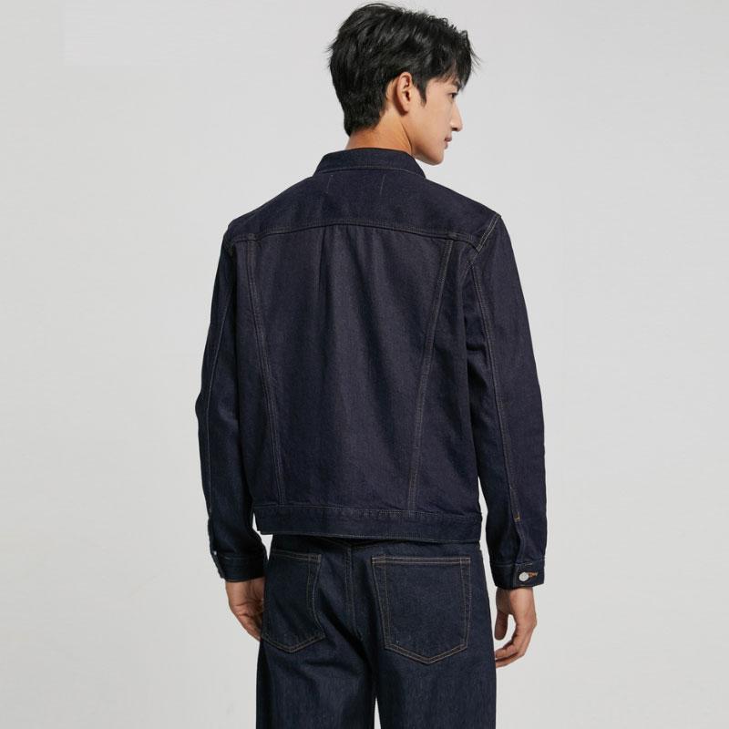 Calvin Klein Minimalist Denim Jacket With Pocket Design And Single-Breasted Square Collar Unisex Outerwear Dark-Blue 40688ST-5DB