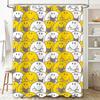 Modern Happy Face Shower Curtain Waterproof Fabric Bathroom Decor Yellow White Smiley Print Pattern Bath Mat Set for Kids Home D