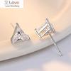 925 Sterling Silver Stud Earrings High Quality Woman Fashion Jewelry Retro Simple Triangle Crystal Zircon Earrings
