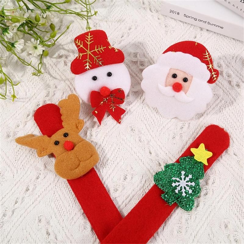 Christmas Decorations Clap Circle Cute Elk Snowman Decor Nativity For Kids Slap Wrist Slap Christmas Gifts Bracelet