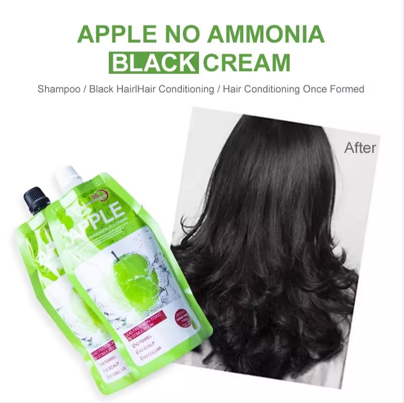 Natural Black Hair Dye w/ Apple Extract - Covers Gray Hair Effectively, Gentle & Non-Damaging | Plant-Based Formula
