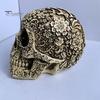 Collectible Art for Secret Rooms Creative Skull Flowers Sculpture, Human Head Skeleton Statue, Halloween Ornaments Home Decor Decor, Prop Indoor