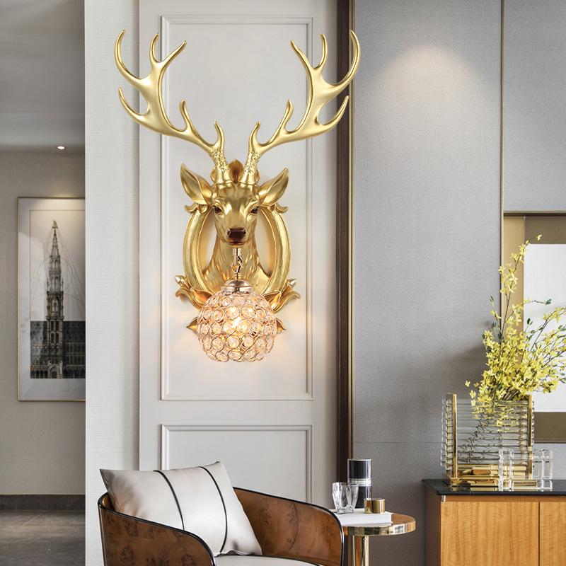 Deer Antler Wall Lamp: European Creative Lighting for Living Room, TV Background, or Bedside Décor
