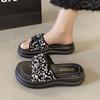 Muffin Thick-soled Cool Slippers Women's Summer Wear New Women's One-word Drag High-end Beautiful Beach Sandals