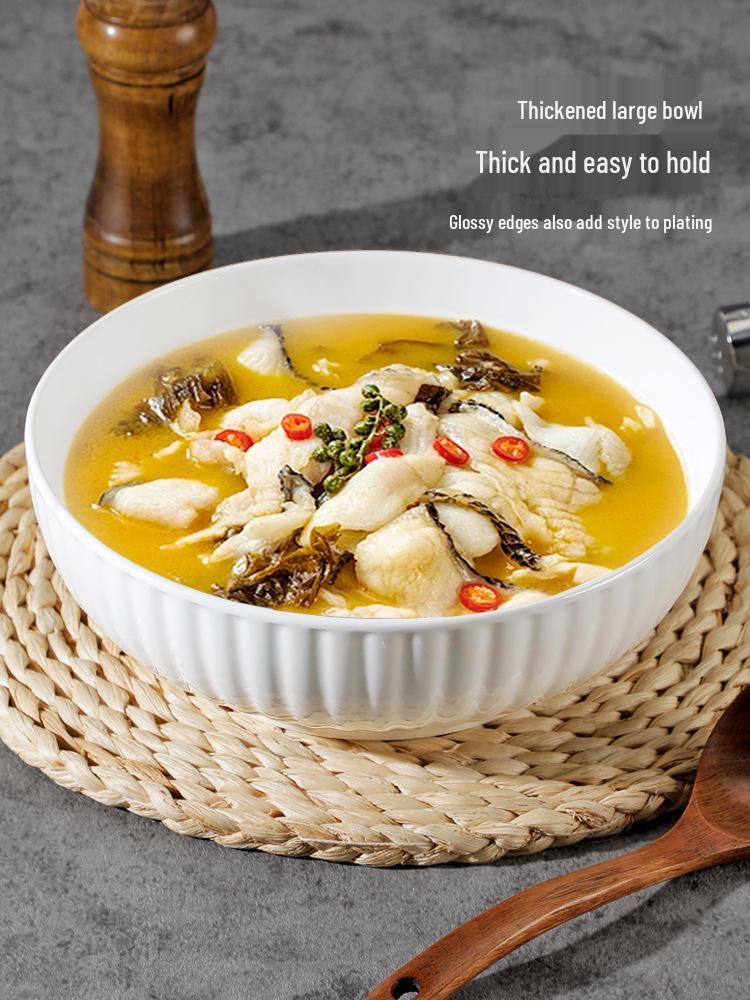 2-Piece 2025 Extra Large Ceramic Pickled Fish Soup Bowls for Household & Commercial Use