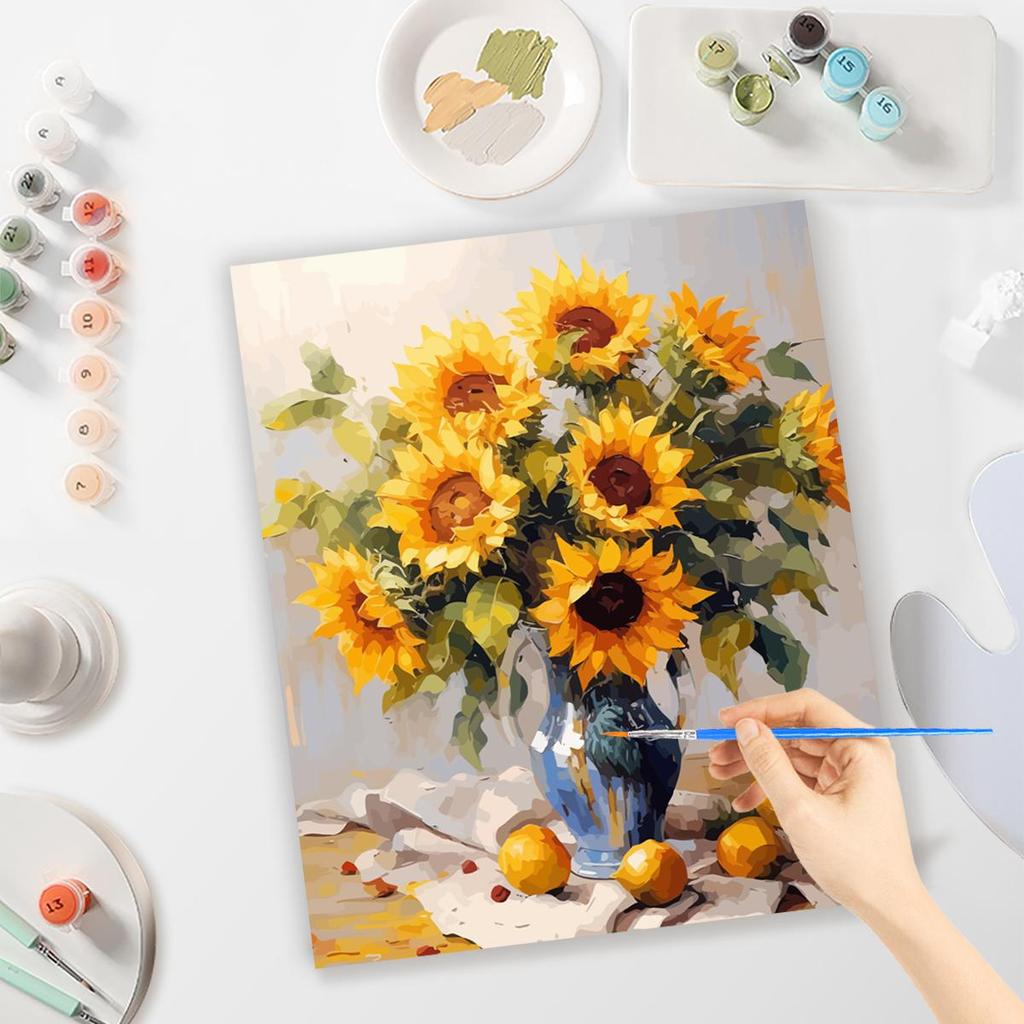 Frame Diy Painting By Numbers Sunflower Acrylic Paint By Numbers For Adults Picture Wall Art Canvas 40x50cm