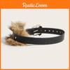 Fashion Pu Leather Belt With Metal Buckle And Plush Embellishments Women For