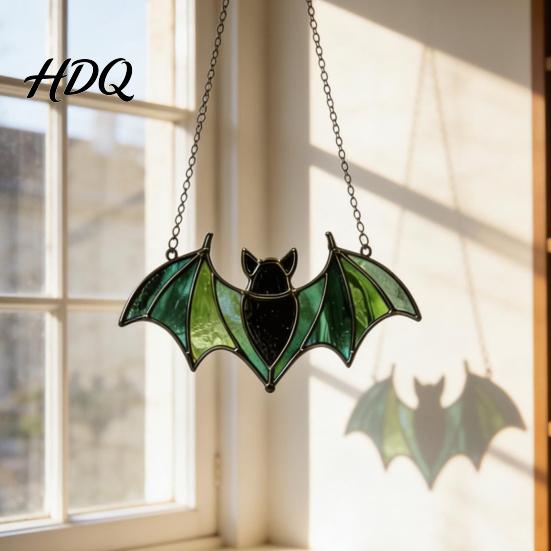Indoor Outdoor Halloween Decor Hanging Pendant Colorful Sun Catcher for Wall Window Decoration Stained Glass Home Style Art Ornament And Party
