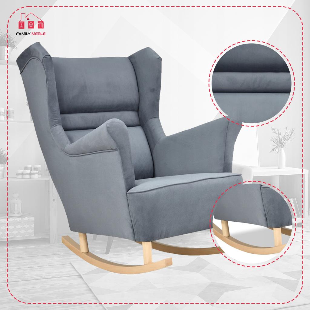 Zoja Rocking Chair, Scandinavian, Family Meble, Grey, Anthracite, Gray