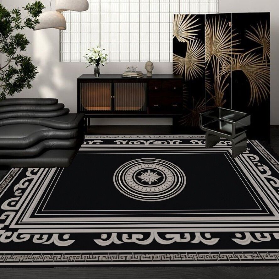 Post-modern Geometric Decorative Living Room Carpet Luxury Home Lounge Floor Mat Advanced Black Bedroom Decor Large Area Rug