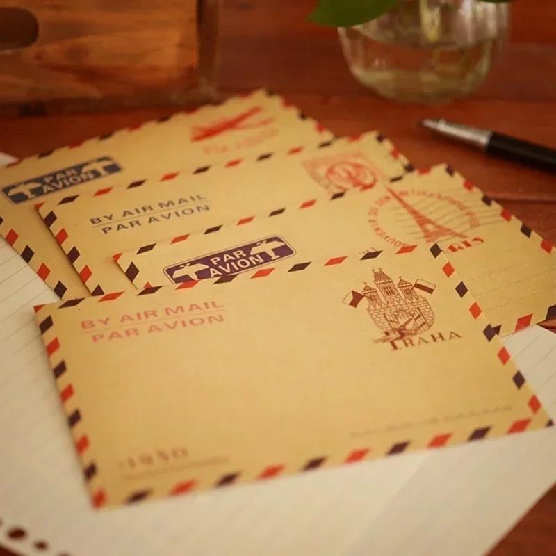 10 stk Enkle Kreative Kort 9,7*7,5cm Retro Populær Konvolutt Postkort Brev Holdbar Kraft Papir Skrivesaker Oppbevaring Papir Tilbehør