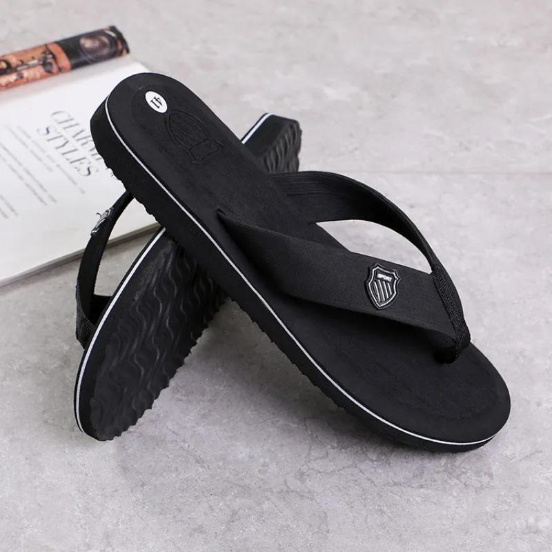 Casual Slippers For Men Flip Flops Beach Sandals Summer Non-Slip Fashion Flat Slides Outdoor Slippers Indoor House Shoes Male