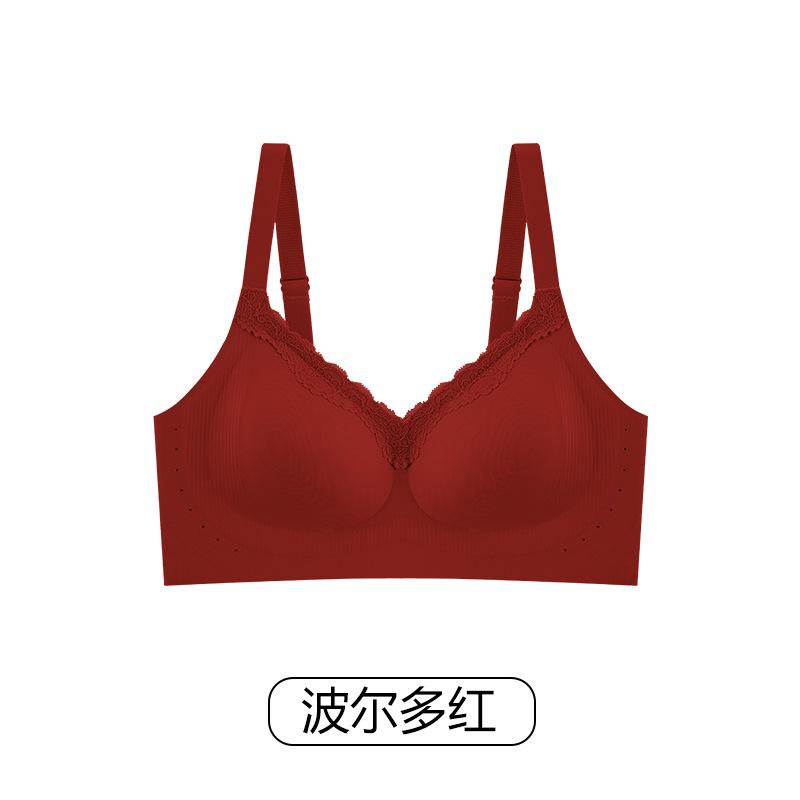 Sexy commuter soft support comfortable back seamless lace gathered anti-sagging bra