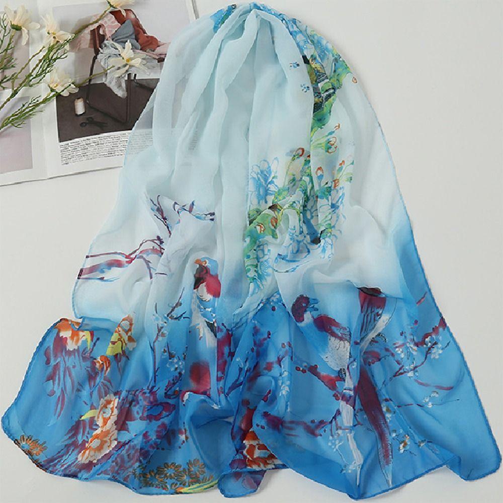 Sunscreen Chiffon Scarf 160*50cm Shawl Silk Fashion Beach Gauze Scarf  for Women