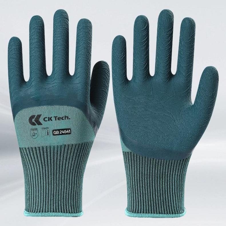 Tire Tread Foam Latex Grip Gloves, Slip-Resistant & Breathable Work Gloves for Construction, Unisex Coated Safety Gloves CKS-C00042