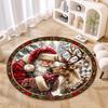 Cute Christmas Day Gift Bell Santa Claus Snowman Christmas Tree round rug Home Soft Decorative Anti slip Chair Mat Carpet Outdoor Floor Mat Carpet 16