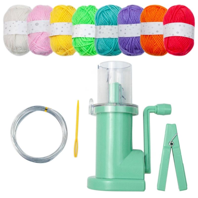 4 Needle Hand Knitting Machine, for DIY Bracelet Knitted Craft Christmas Gift Bag Charm, Knitting Machine Include Yarns X3UC