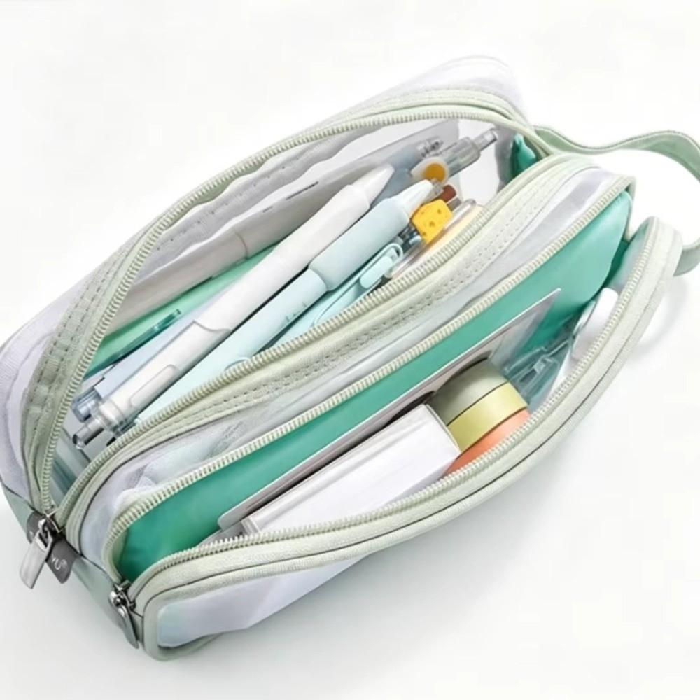 Clear Transparent Transparent Pencil Bag Double Layer Large Capacity Pen Case For School Students