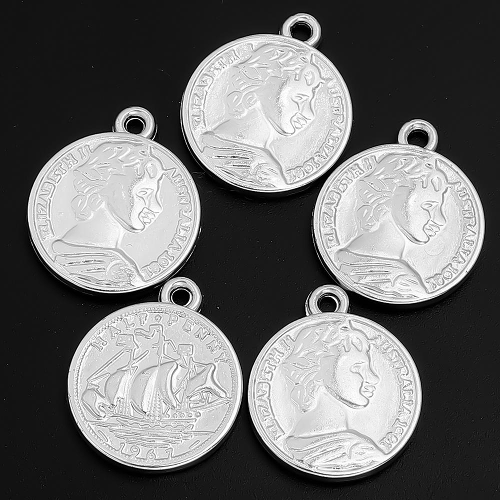 

30-50pcs/lot 16/20mm Vintage Beauty Head Charms Coin Pendants CCB Charms DIY Necklace Bracelet Jewelry Making Accessories