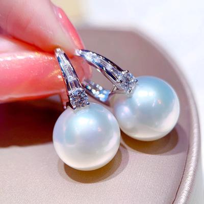 Temperament Simulated Pearl Drop Earrings for Women Graceful Jewelry with Bright Zirconia Silver Color Accessories Gift