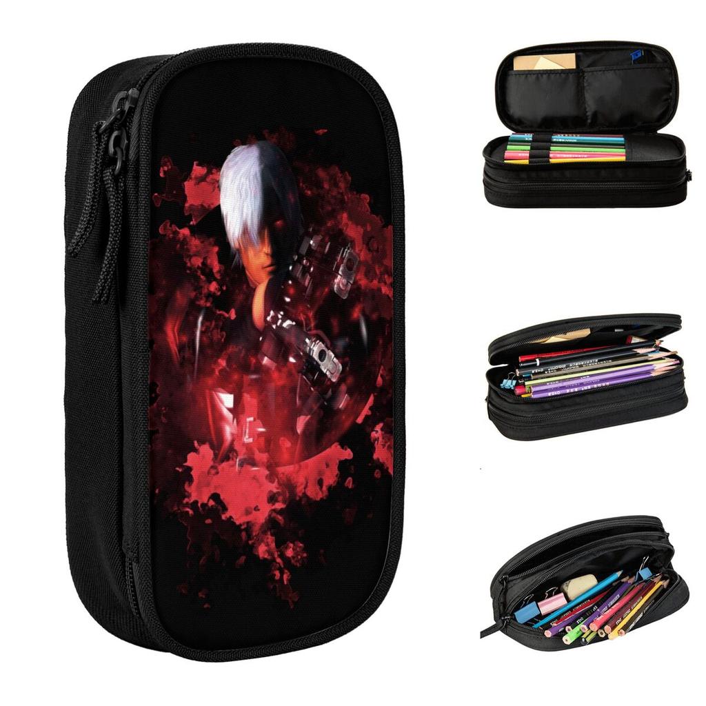 Devil May Cry 1 Flock Off Pencil Cases Classic Pen Pencil Bags Kids Big Capacity Students School Gifts Pencil Box