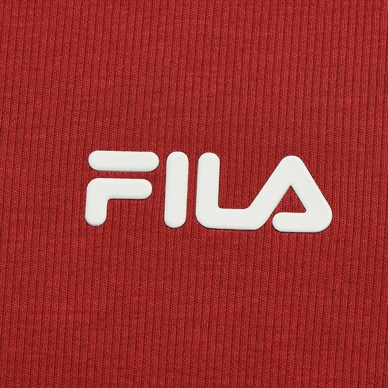 FILA Original Fashion Simple Classic Retro Versatile Comfortable Casual Knit Slim Fit Short Sleeve T-Shirt Women tops Smoke-Red F11W629105FWI