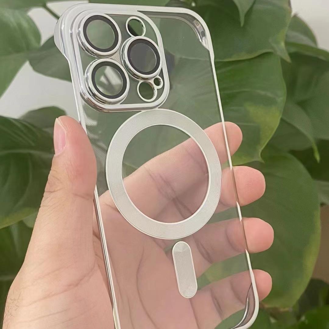 

Applicable To IPhone 15 Mobile Phone Case Transparent PC Plating Frameless Apple 14 Comes with Lens Film Full-pack Hard Case Apple [15Plus]
