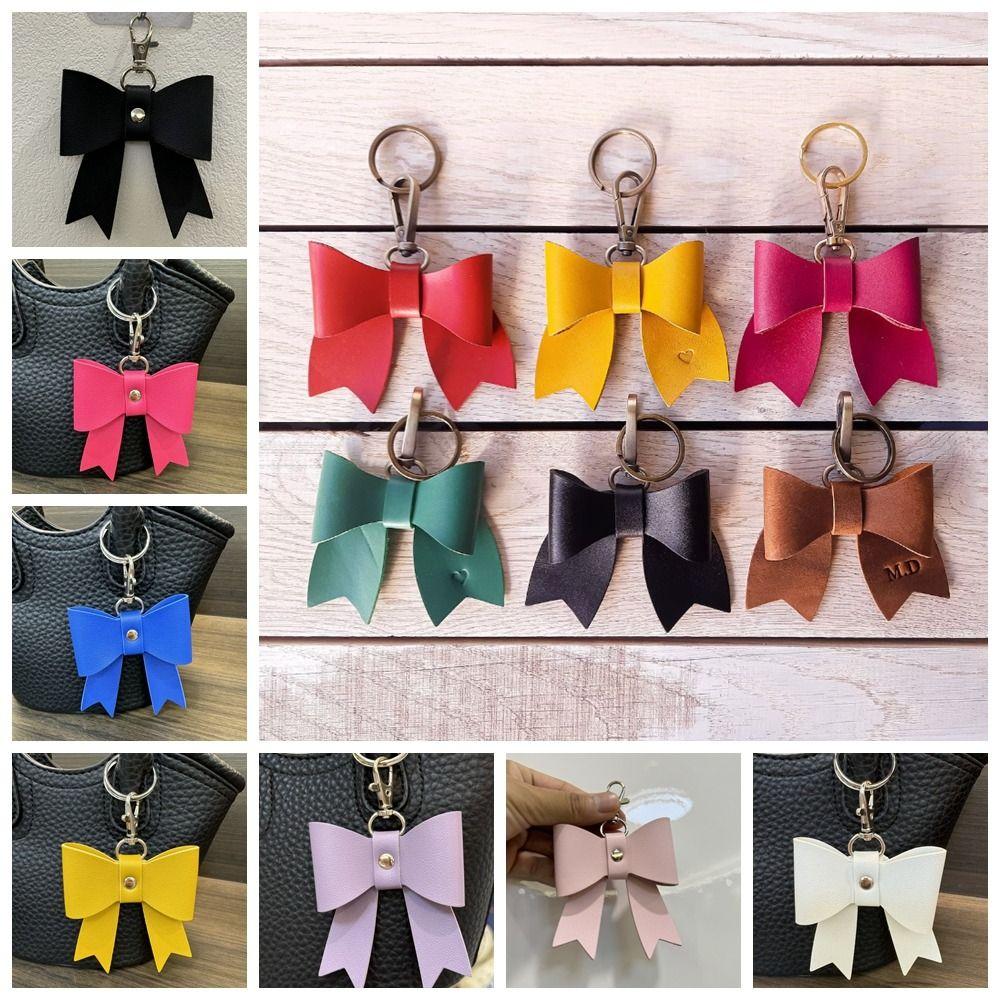 Korean Style Bowknot Leather Keyring Luxury Bag Pendant Creative Pu Key Chain Gift