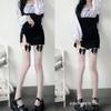 Japanese Lolita Over-the-Knee Bow Socks, White or Black Silk