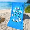 Personalized Number 67 Cartoon Beach Towel 2D Print Soft Quick Dry Sand Resistant for Summer Travel Swimming