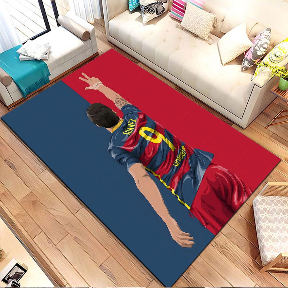 "Soccer Player with Number 9" Patterned carpet, non slip mat suitable for living room and bedroom sofas