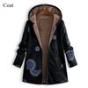 Casual Cotton Linen Loose Long Coat Printed Sleeve Fashion Jacket Vintage Zipper Women's Hooded Plus Size Temperament