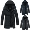 Men's  Winter Zipper Warm Down Jacket Hooded Plush Solid Color  Cotton  Coat