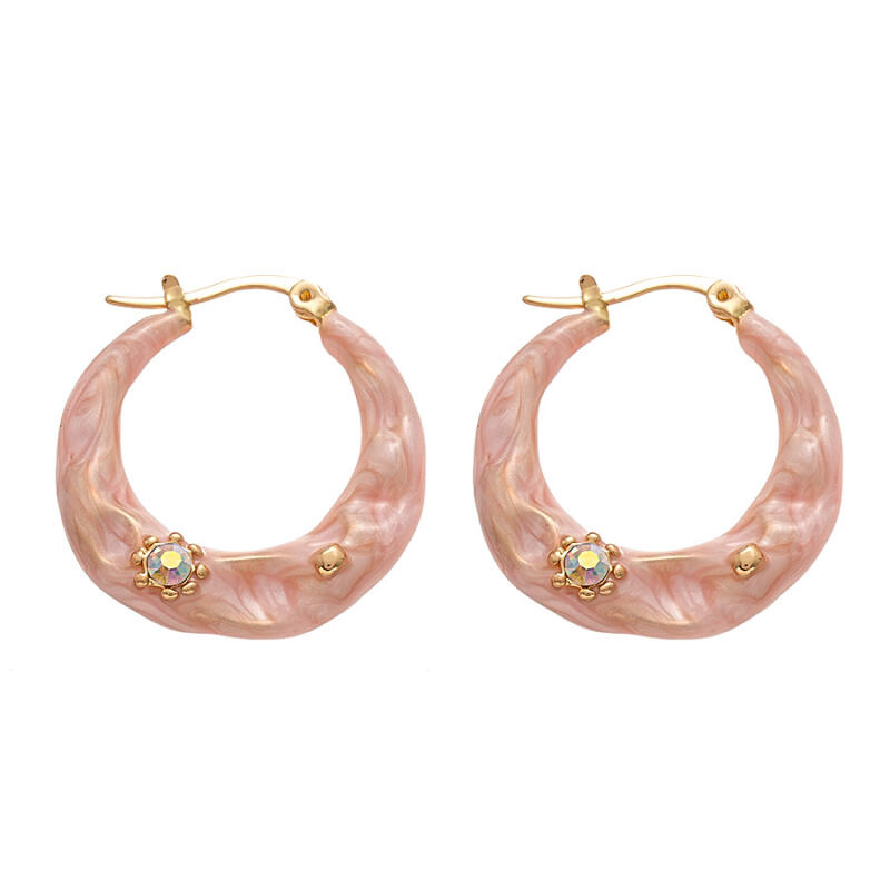 Irregular Blue Glazed Enamel Hoop Earrings for Women Girls Geometric Circle Earrings Buckle Daily Commute Jewelry Accessories