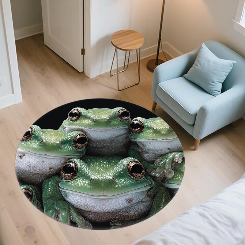 Frog pattern round rug,Carpet Rug for Living Room Bedroom Sofa Playroom Decor,Non-slip Floor Mat,Holiday Gifts and Birthday Gifts