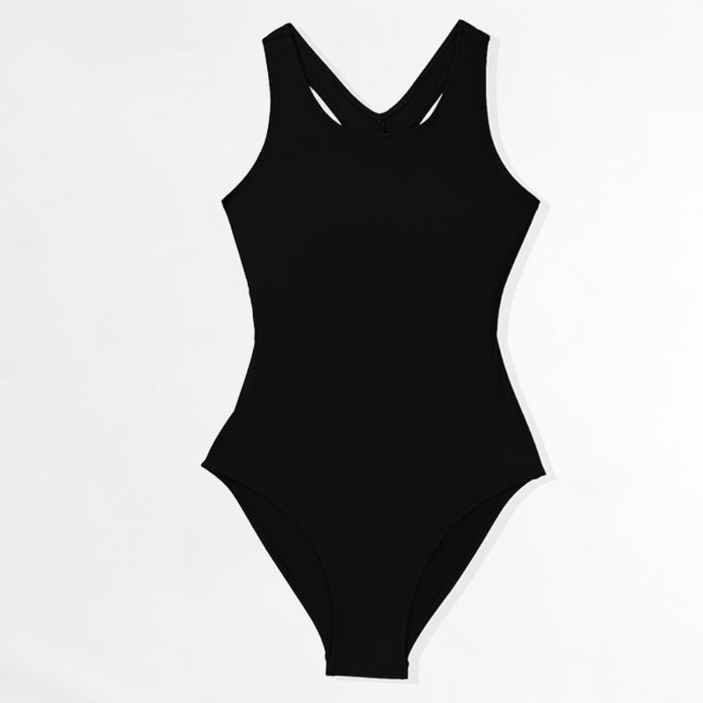 

Европейский и американский однотонный цельный купальник с обручем на бретельках, открытая спина, сексуальное бикини L