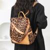 Women's Soft Leather Anti-Theft Backpack Multi-Purpose Leopard Print Shoulder Bag