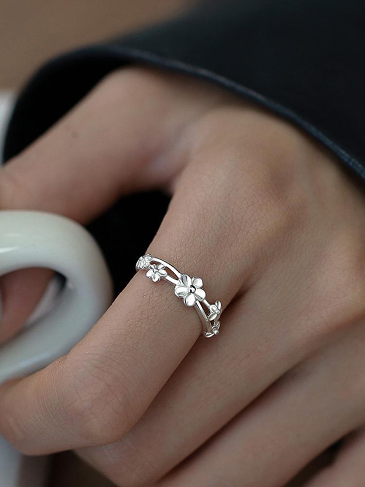 Sweet Double Layer Flower Rings For Women Girl Korean Fashion New Year Jewelry Gift Party Wedding anillos mujer
