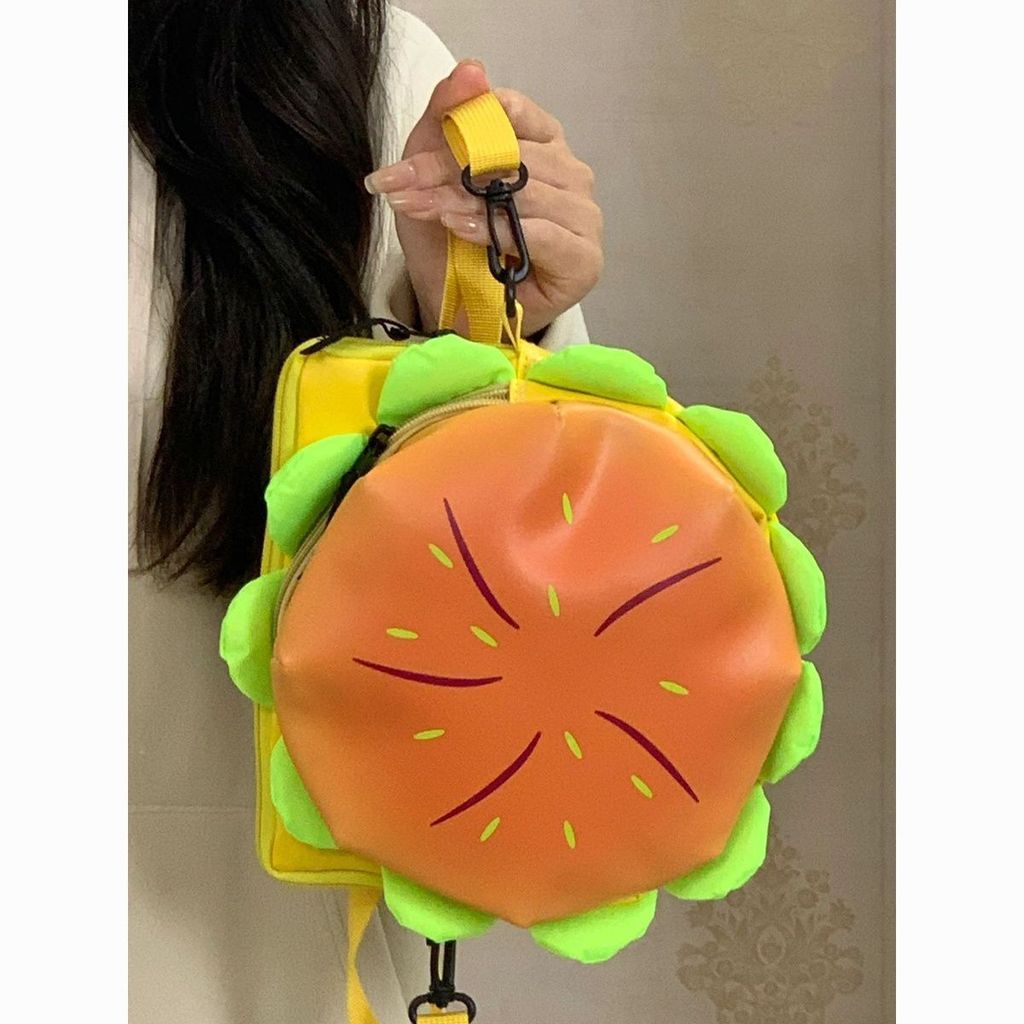 Burger Shape Pu Mini Crossbody Bag With Zipper For Casual Daily Use