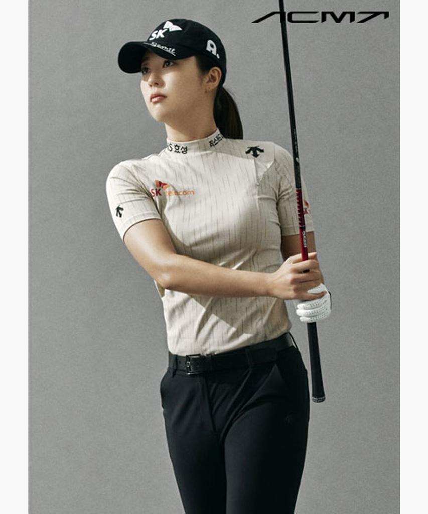 DESCENTE GOLF Acmt Women'S Arc Motion Ribbed Mock Neck Short Sleeve T-Shirt Dr22Wfts42