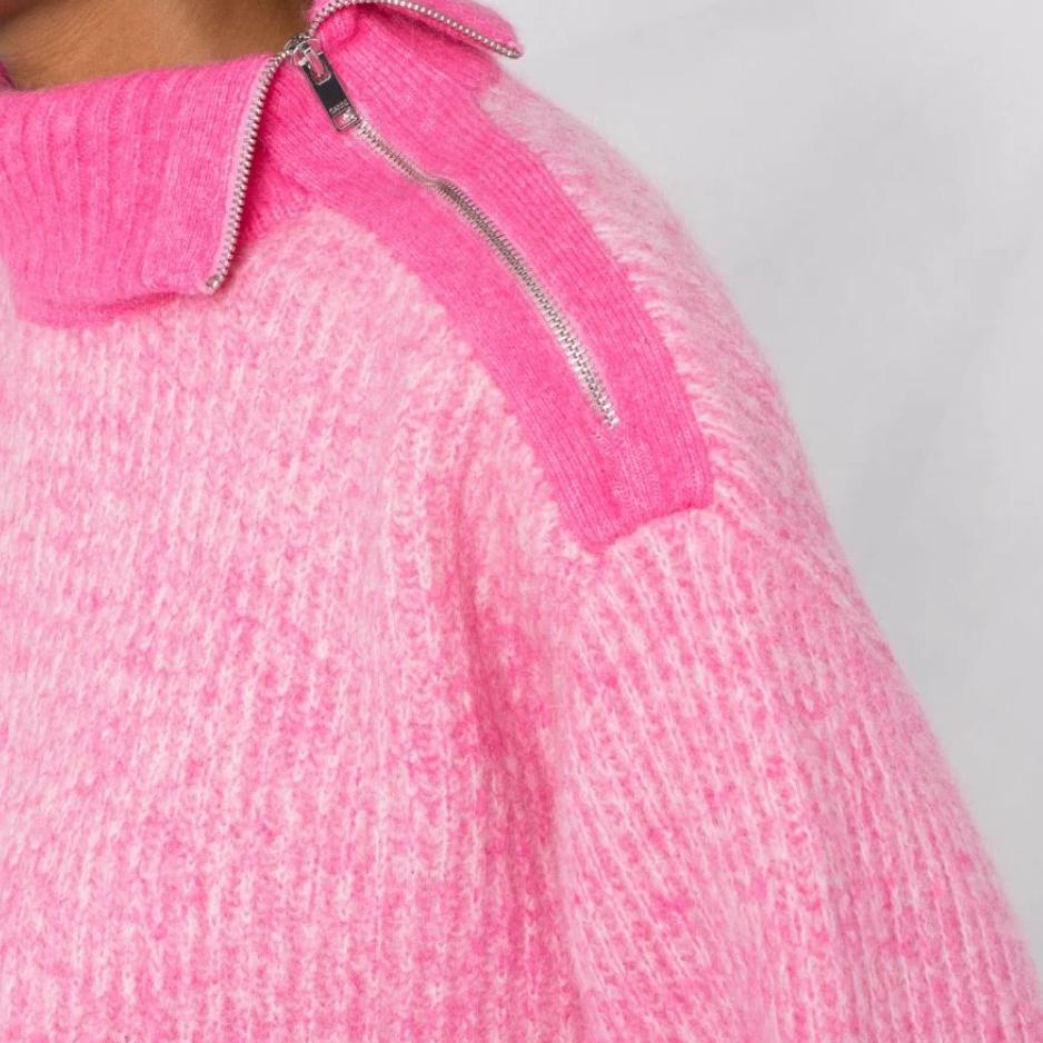 Ganni Ss22 Long Sleeve Pullover Wool Sweater Women sweater Pink K1614-530