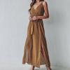 2025 Summer Floral Tie-up V-neck Spaghetti Strap Maxi Dress for Women