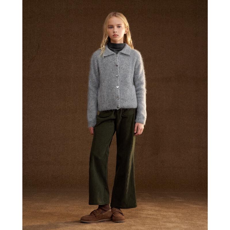 ELLE KIDS Girls' Cloud-Feel Wool Blend Lapel Cardigan