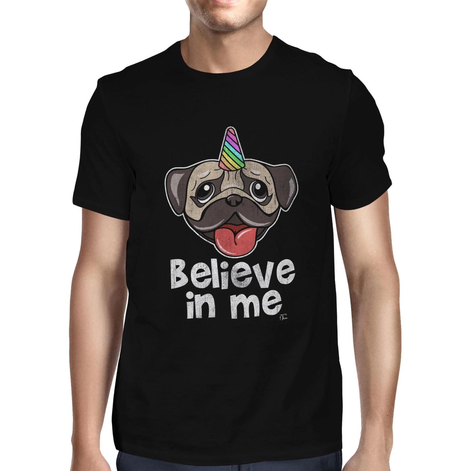 1Tee Mens Believe in Me Pug Unicorn T-Shirt XL