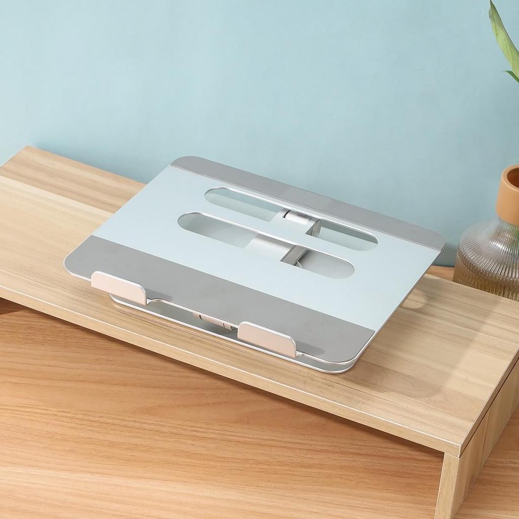 Foldable Aluminum Laptop Stand with 360° Rotation & Cooling Function