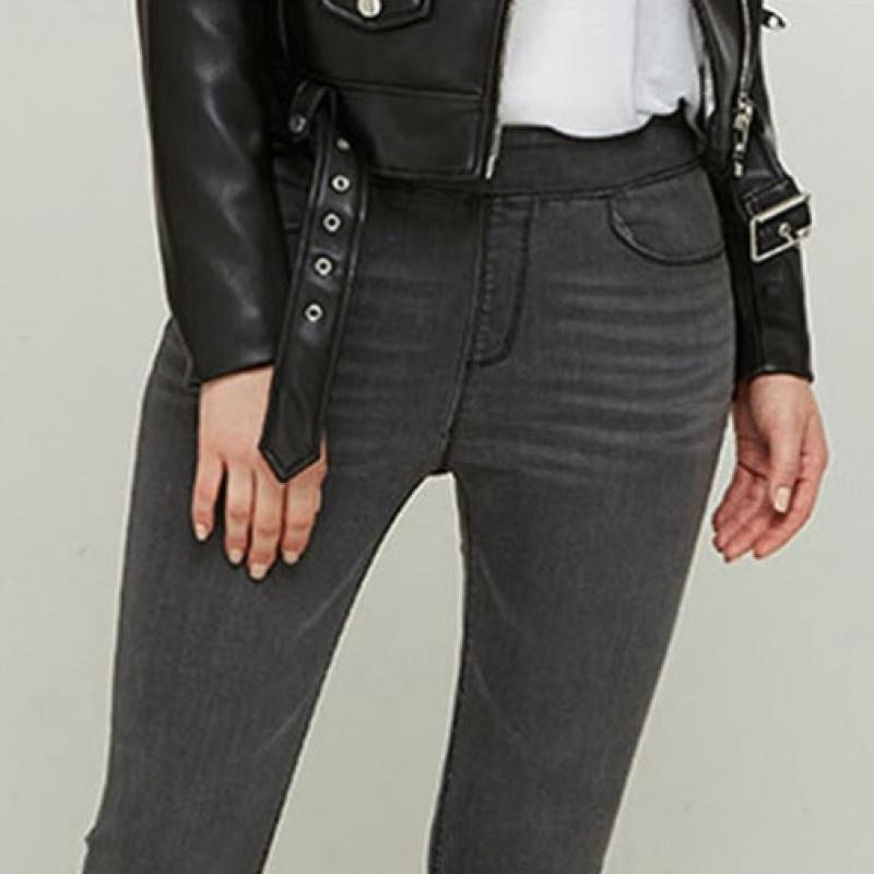 Baiyu Women Washed Banding Denim Pants Dwlw